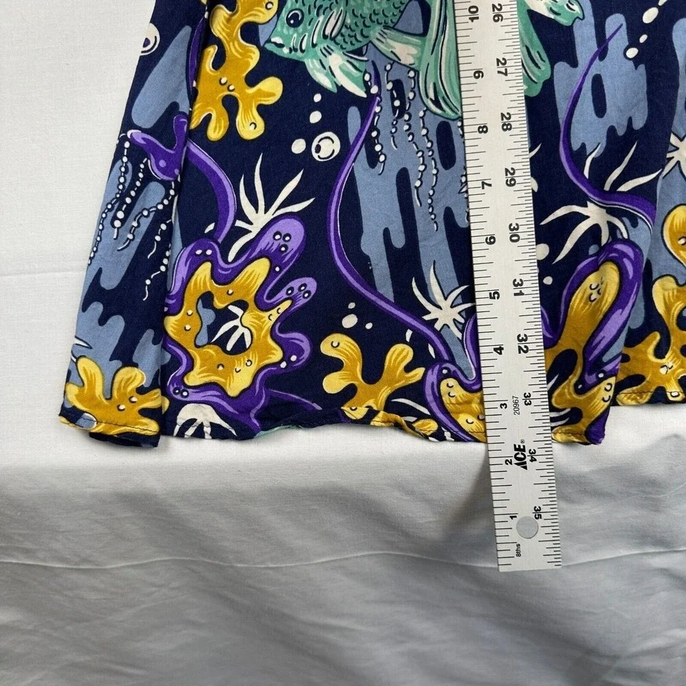 Reyn Spooner Women's Sz S‎  Dress Hawaiian Midi Traditionals Fish Blue Beach